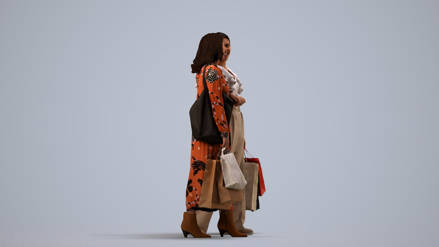 3D people model woman business mix, scanned human for 3ds Max rendering, side view render