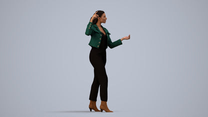 3D scanned woman standing business, photorealistic archviz people for Enscape and SketchUp, side view render