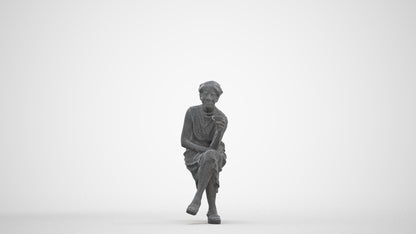 scanned 3D woman casual sitting, photogrammetry people for Enscape and V-Ray, three-quarter front view render