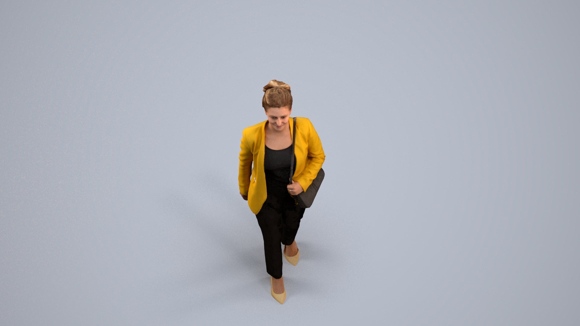scanned 3D woman business walking, photogrammetry people for Enscape and V-Ray, back view render