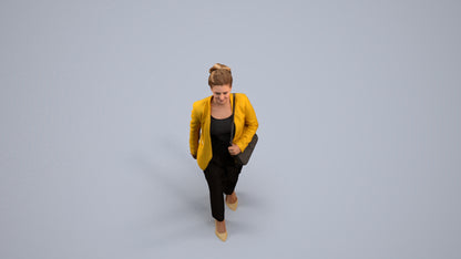 scanned 3D woman business walking, photogrammetry people for Enscape and V-Ray, back view render