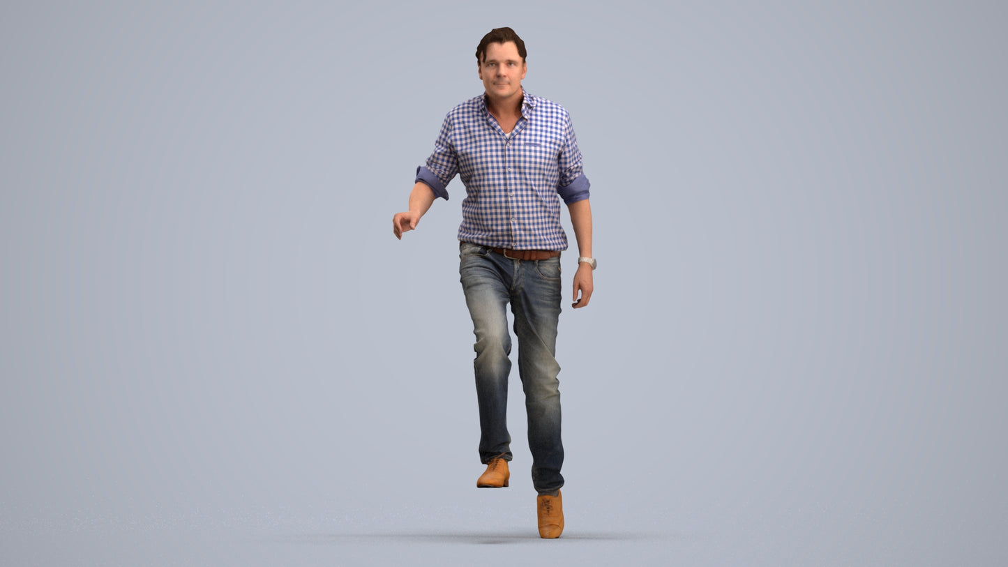 realistic 3D human man casual standing, archviz people FBX OBJ for Blender, standing pose render