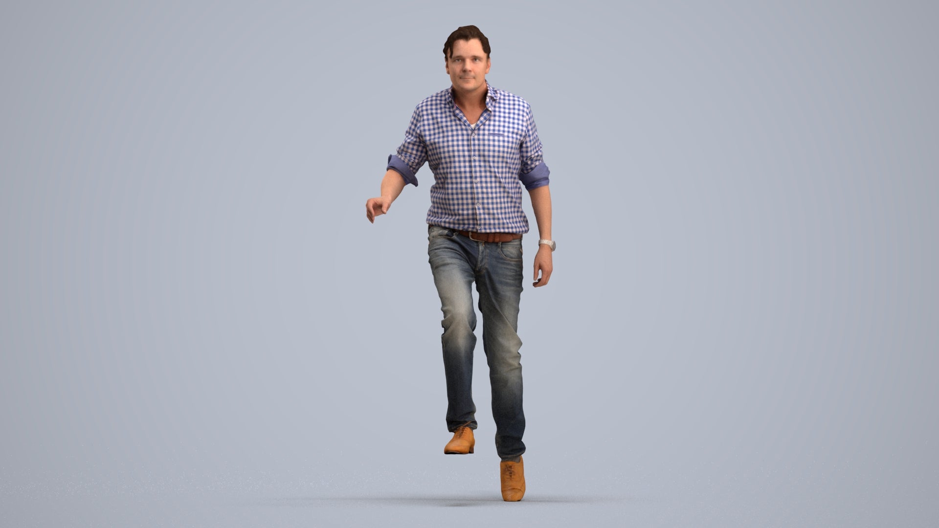 realistic 3D human man casual standing, archviz people FBX OBJ for Blender, standing pose render