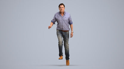 realistic 3D human man casual standing, archviz people FBX OBJ for Blender, standing pose render