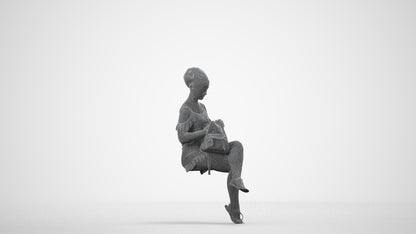 realistic 3D girl casual kids, scanned archviz people for Blender and 3ds Max, wireframe side view