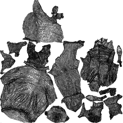 realistic 3D people woman business sitting, render-ready for V-Ray and Corona, FBX OBJ, wireframe top-down view