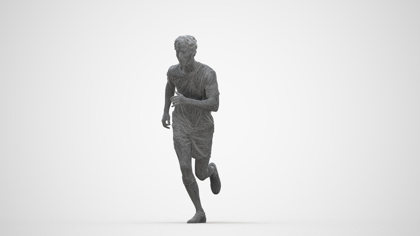 3D people model man sport, scanned human for 3ds Max rendering, wireframe back view