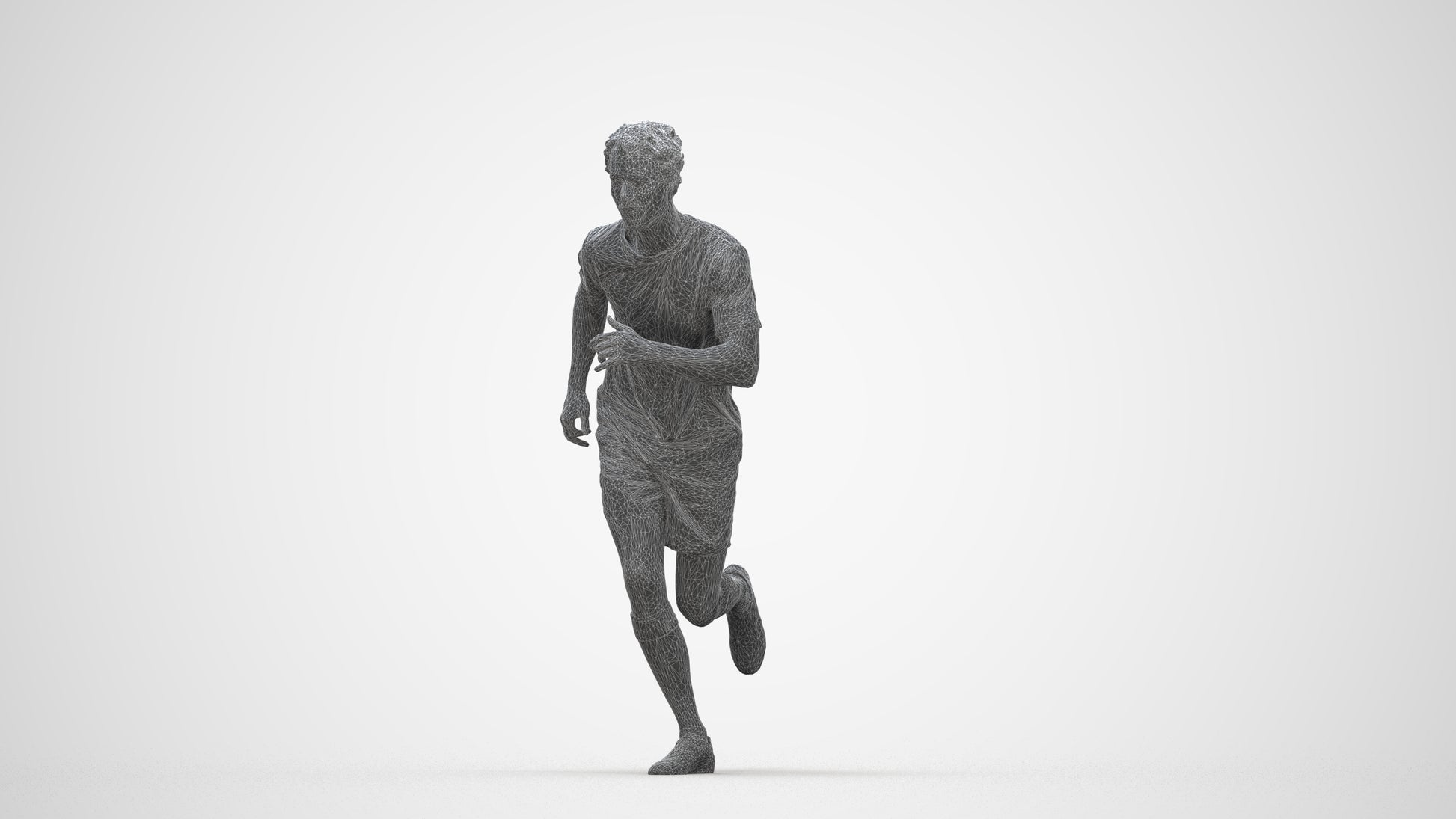 3D people model man sport, scanned human for 3ds Max rendering, wireframe back view