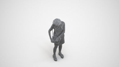 photogrammetry 3D woman business standing, realistic human model archviz FBX, wireframe three-quarter view