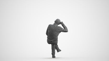 realistic 3D people senior man casual sitting, render-ready for V-Ray and Corona, FBX OBJ, wireframe front view
