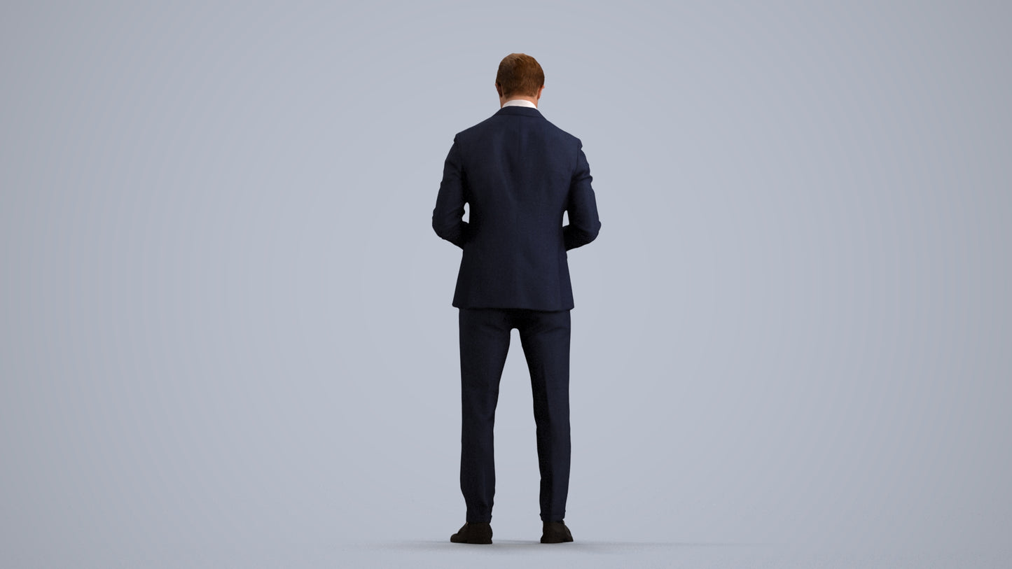 scanned 3D man business, photogrammetry people for Enscape and V-Ray, front view render