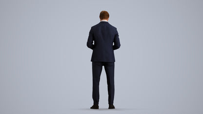 scanned 3D man business, photogrammetry people for Enscape and V-Ray, front view render