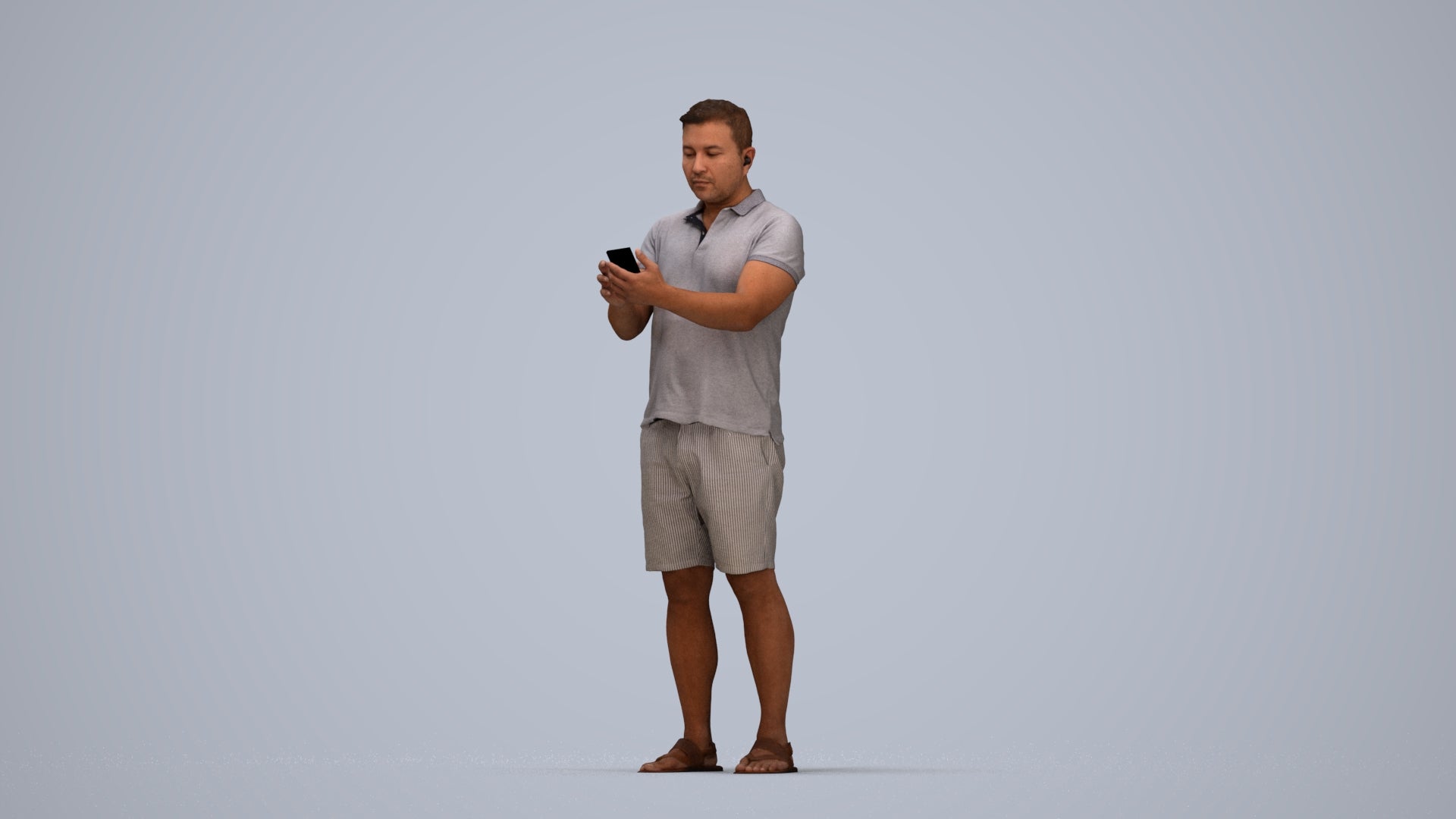 realistic 3D human man casual standing, archviz people FBX OBJ for Blender, top-down view render