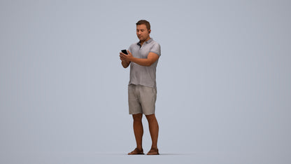 realistic 3D human man casual standing, archviz people FBX OBJ for Blender, top-down view render