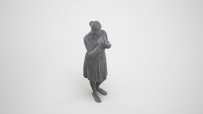 3D people model woman casual standing, scanned human for 3ds Max rendering, wireframe three-quarter view