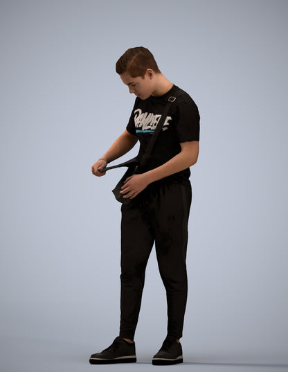 realistic 3D human boy casual kids, archviz people FBX OBJ for Blender