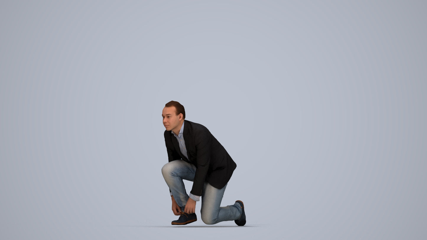 scanned 3D man business standing, photogrammetry people for Enscape and V-Ray, top-down view render