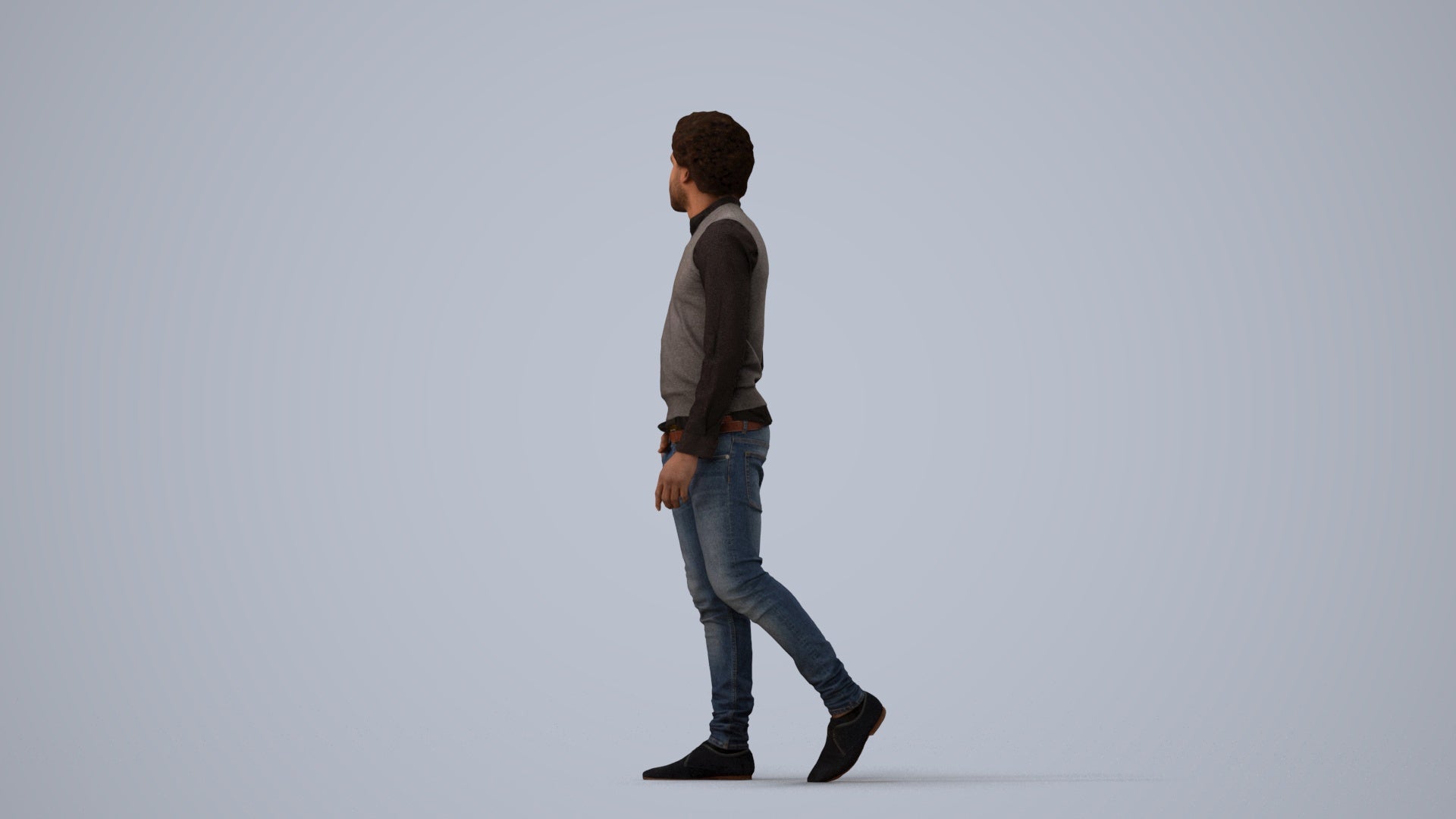 scanned 3D man casual standing, photogrammetry people for Enscape and V-Ray, three-quarter view render