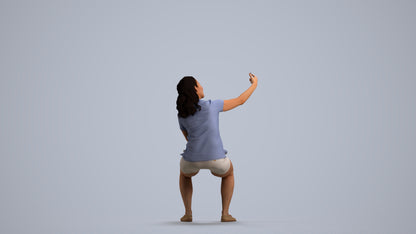 scanned 3D woman casual sitting, photogrammetry people for Enscape and V-Ray, front view render