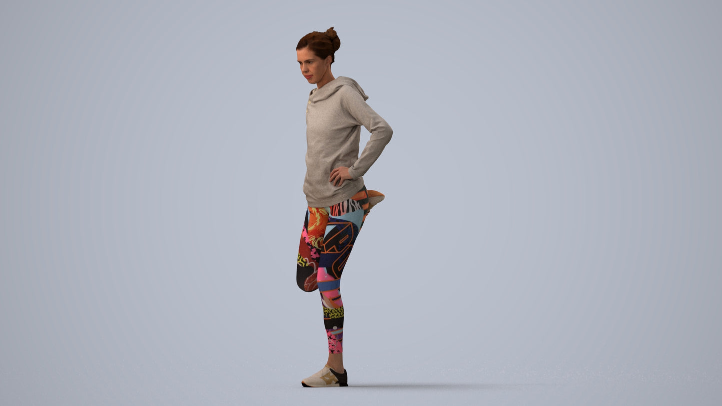 realistic 3D people woman sport, render-ready for V-Ray and Corona, FBX OBJ, three-quarter view render
