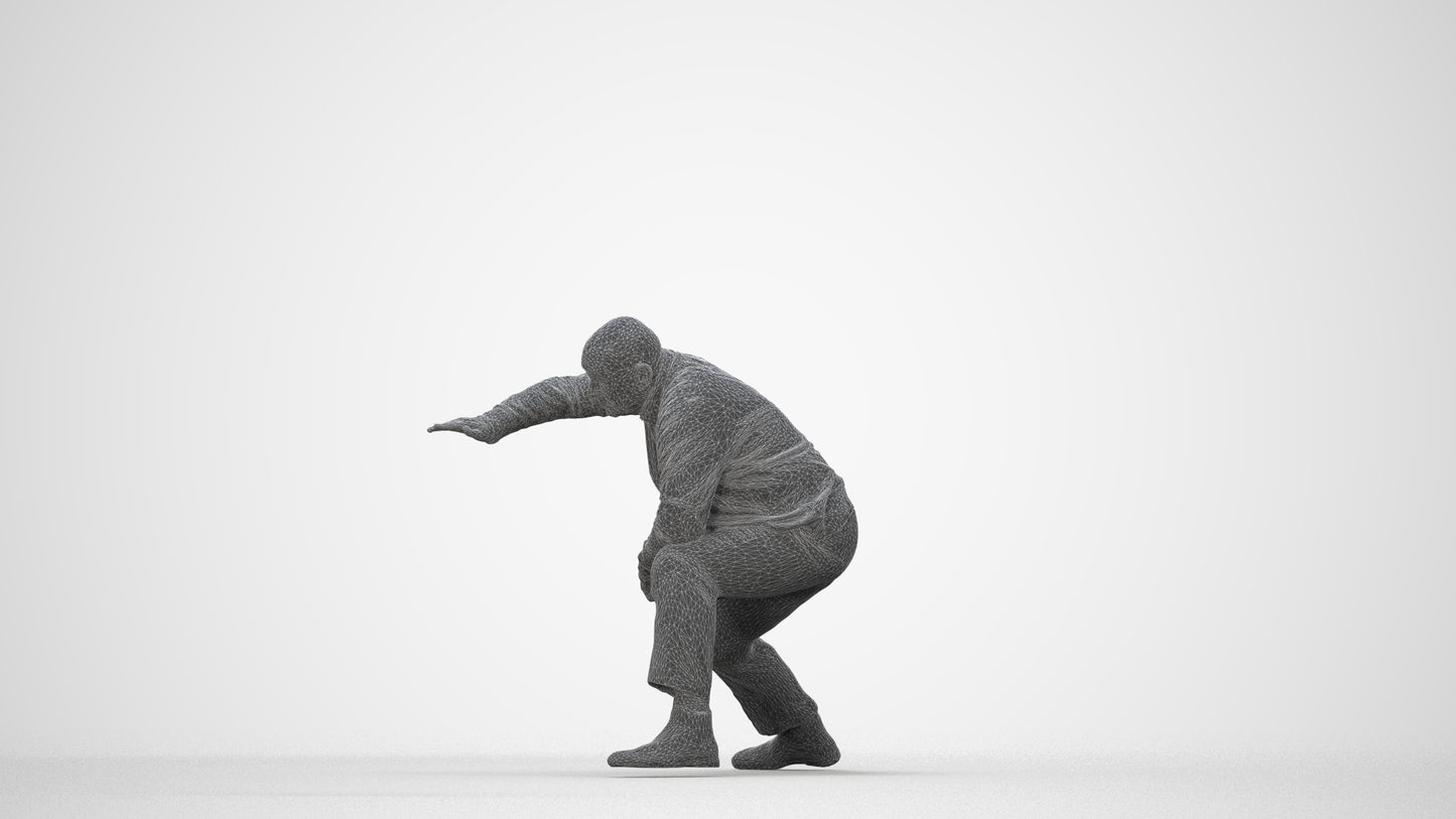 realistic 3D human senior man business standing, archviz people FBX OBJ for Blender, wireframe back view