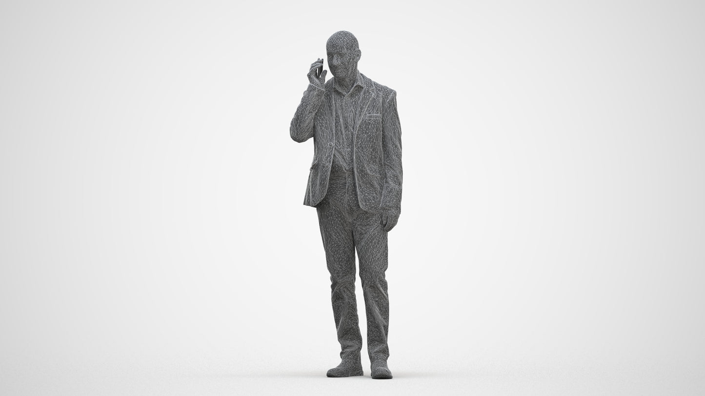 scanned 3D senior man business, photogrammetry people for Enscape and V-Ray, three-quarter front view render