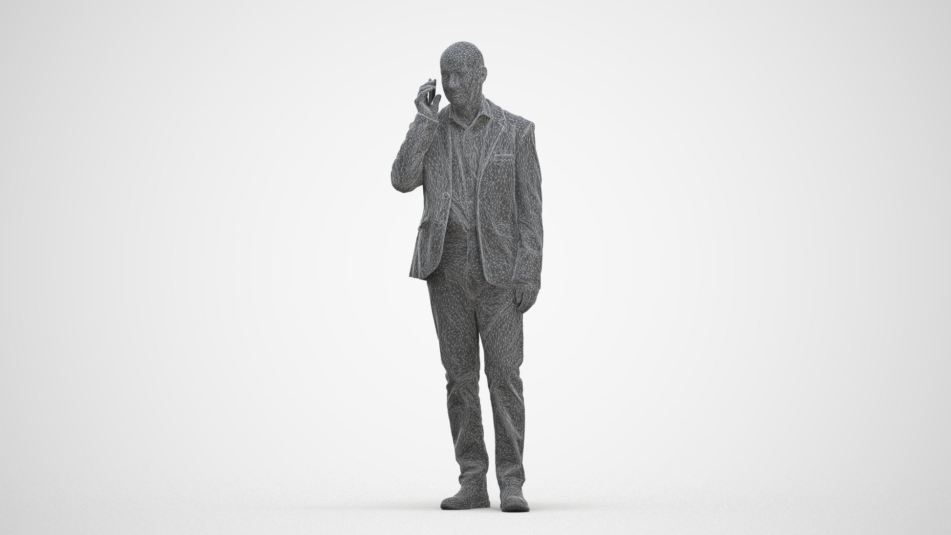 scanned 3D senior man business, photogrammetry people for Enscape and V-Ray, three-quarter front view render