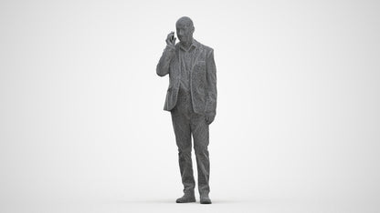 scanned 3D senior man business, photogrammetry people for Enscape and V-Ray, three-quarter front view render
