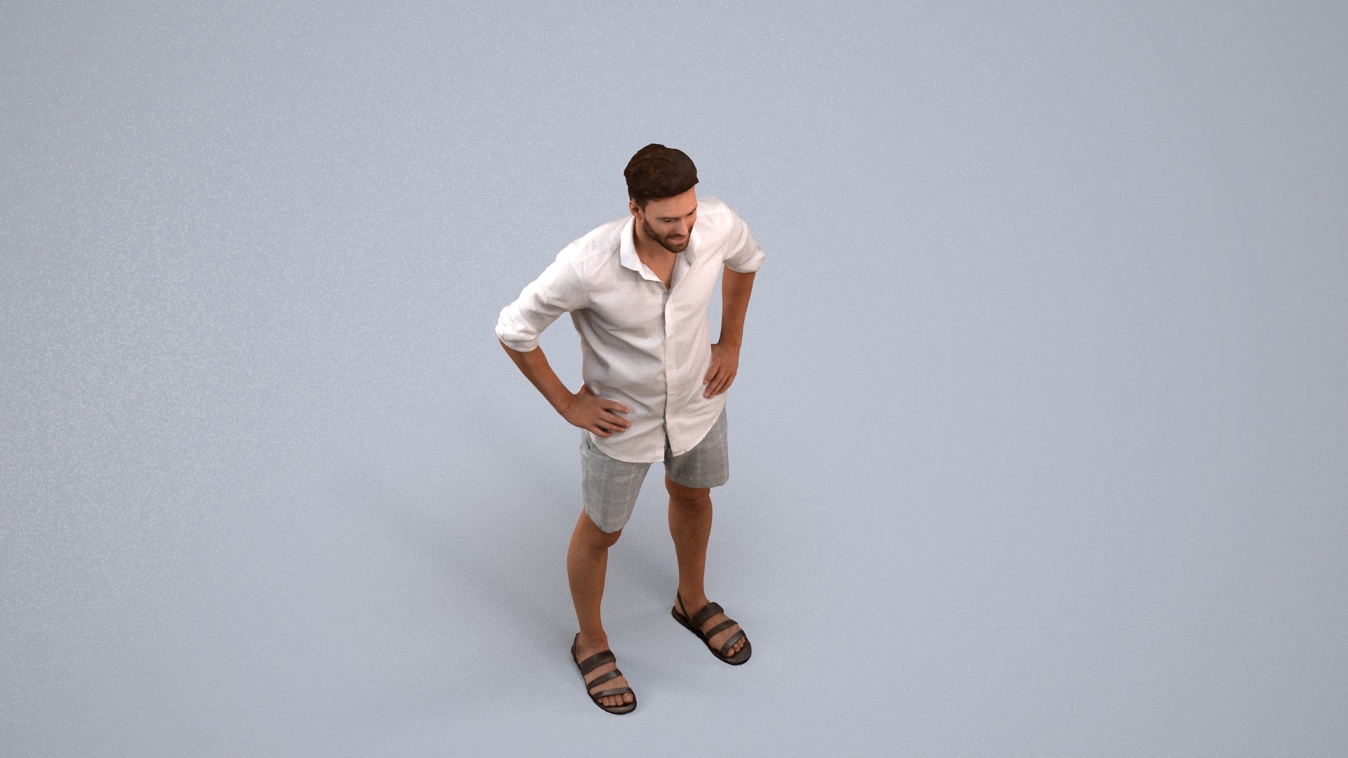 3D scanned man standing casual, photorealistic archviz people for Enscape and SketchUp, back view render
