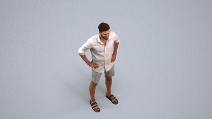 3D scanned man standing casual, photorealistic archviz people for Enscape and SketchUp, back view render