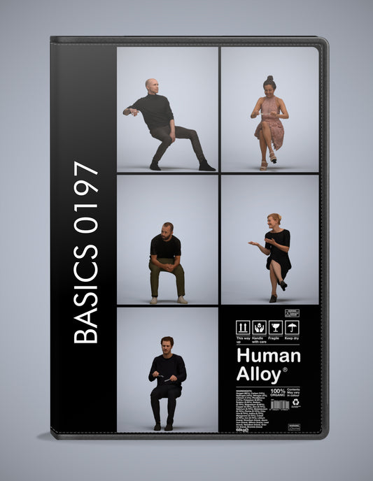 5x realistic 3D people sitting pack, scanned archviz collection for Blender and 3ds Max