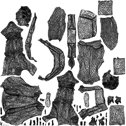3D scanned man shopping casual, photorealistic archviz people for Enscape and SketchUp, wireframe top-down view