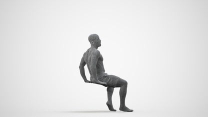 3D people model man pool, scanned human for 3ds Max rendering, wireframe side view