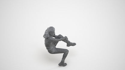 3D people model woman casual sitting, scanned human for 3ds Max rendering, wireframe three-quarter view