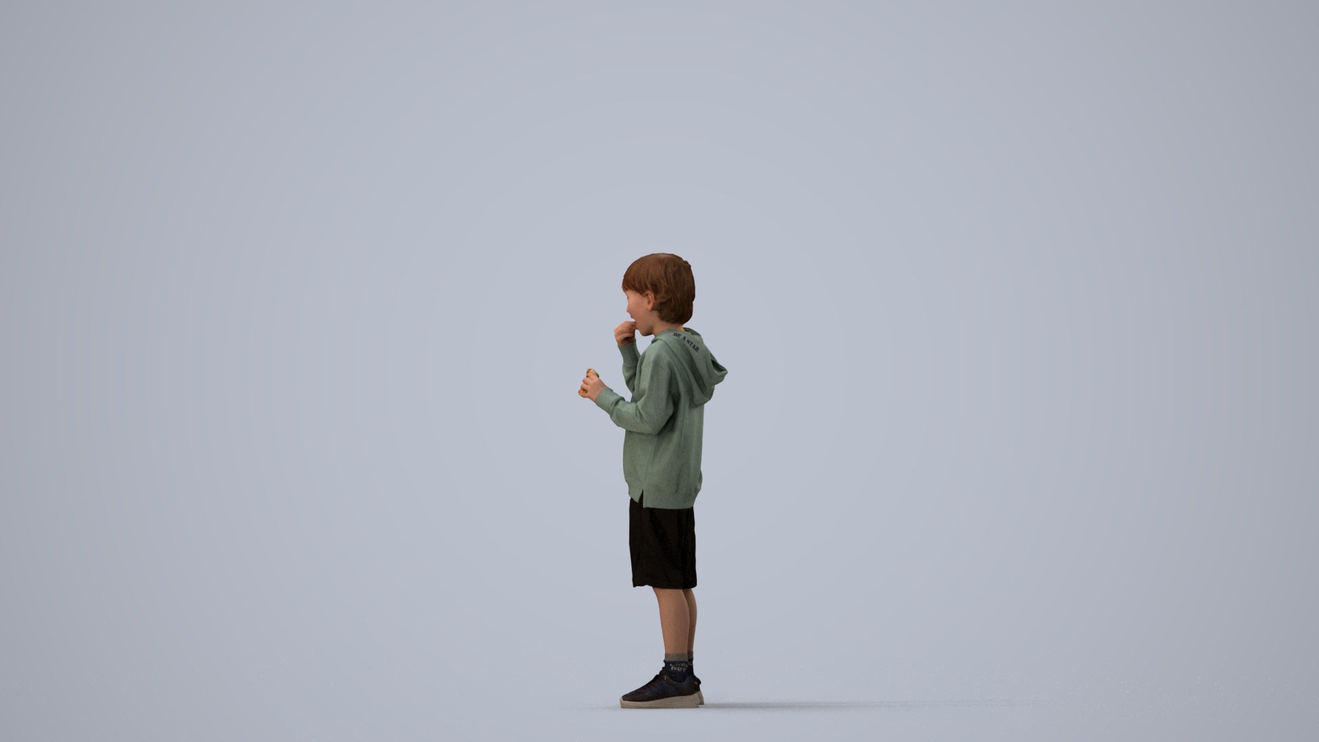 3D scanned boy kids casual, photorealistic archviz people for Enscape and SketchUp, three-quarter view render