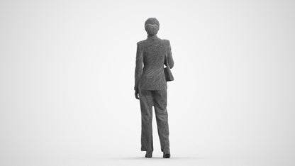 3D scanned woman business, photorealistic archviz people for Enscape and SketchUp, wireframe front view