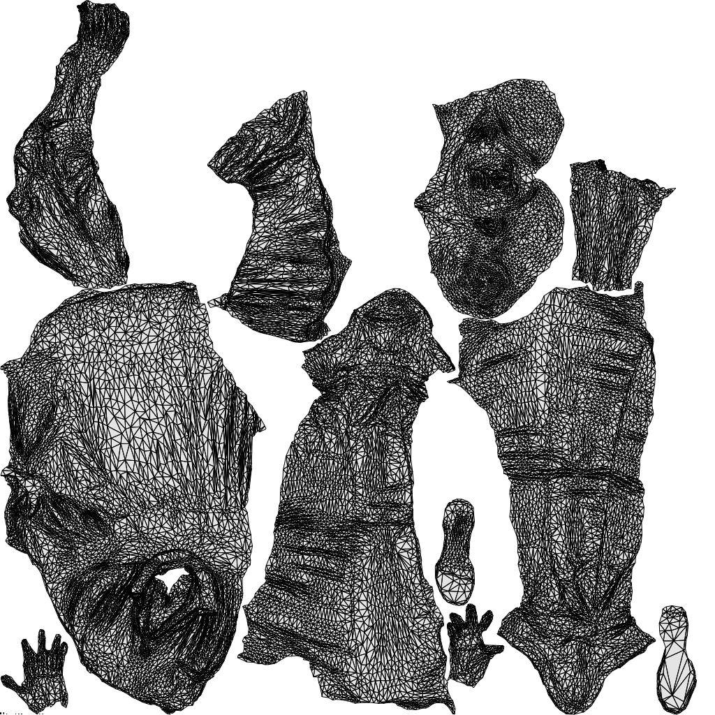 3D people model woman casual walking, scanned human for 3ds Max rendering, wireframe top-down view