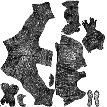 3D scanned woman standing casual, photorealistic archviz people for Enscape and SketchUp, wireframe top-down view