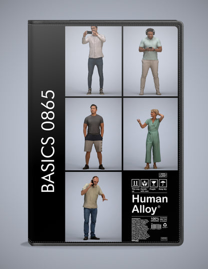 realistic 3D people standing set, 5 render-ready models for V-Ray and Corona