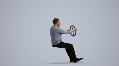 3D people model man business driving, scanned human for 3ds Max rendering, front view render