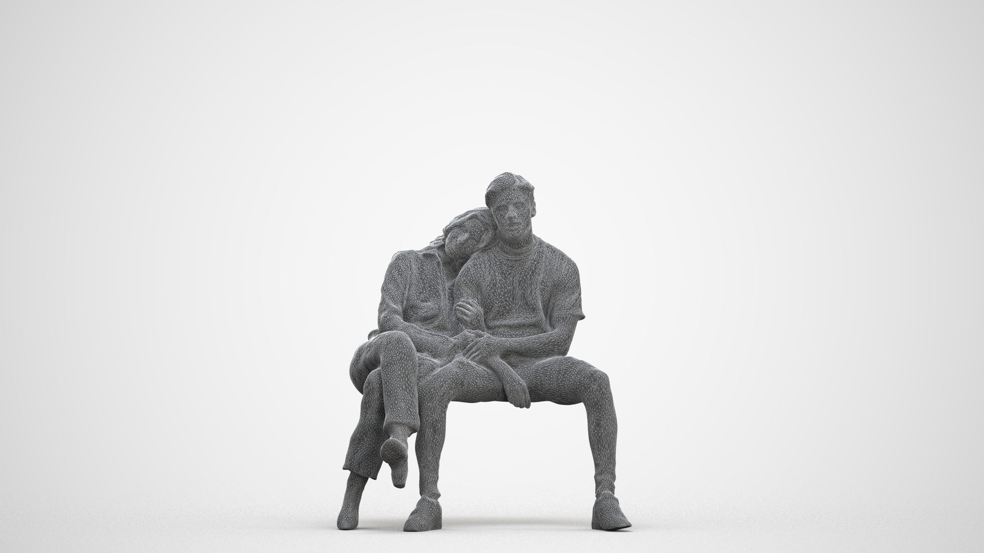 3D people model woman business couple, scanned human for 3ds Max rendering, three-quarter front view render