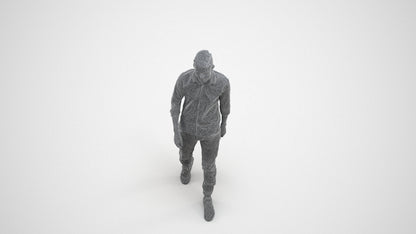 realistic 3D man casual walking, scanned archviz people for Blender and 3ds Max, wireframe three-quarter view