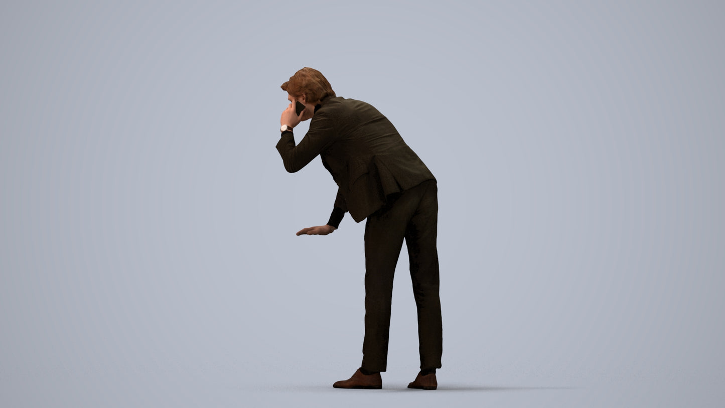 realistic 3D man business, scanned archviz people for Blender and 3ds Max, three-quarter view render