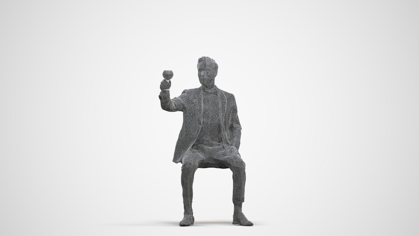 realistic 3D man formal formalaffairs, scanned archviz people for Blender and 3ds Max, three-quarter front view render