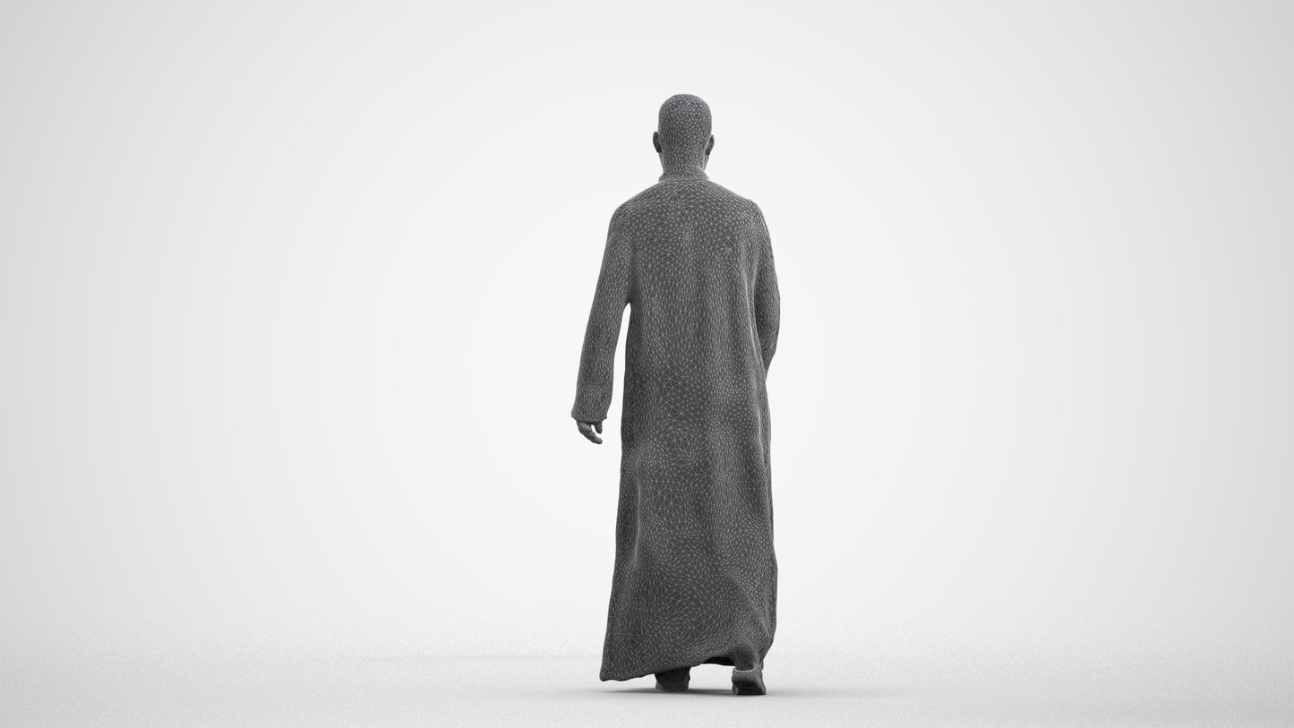 scanned 3D man walking, photogrammetry people for Enscape and V-Ray, wireframe front view