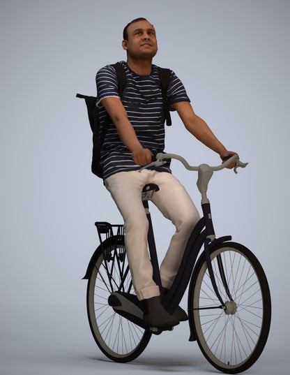 photogrammetry 3D man casual sitting, realistic human model archviz FBX