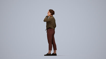 scanned 3D woman casual standing, photogrammetry people for Enscape and V-Ray, top-down view render