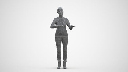 3D scanned senior woman standing casual, photorealistic archviz people for Enscape and SketchUp