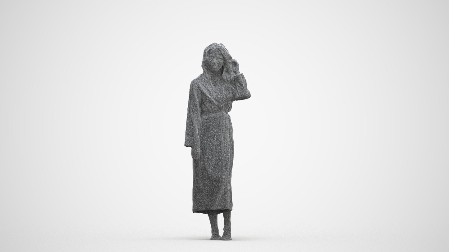 3D people model woman business standing, scanned human for 3ds Max rendering, three-quarter front view render