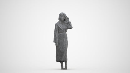 3D people model woman business standing, scanned human for 3ds Max rendering, three-quarter front view render